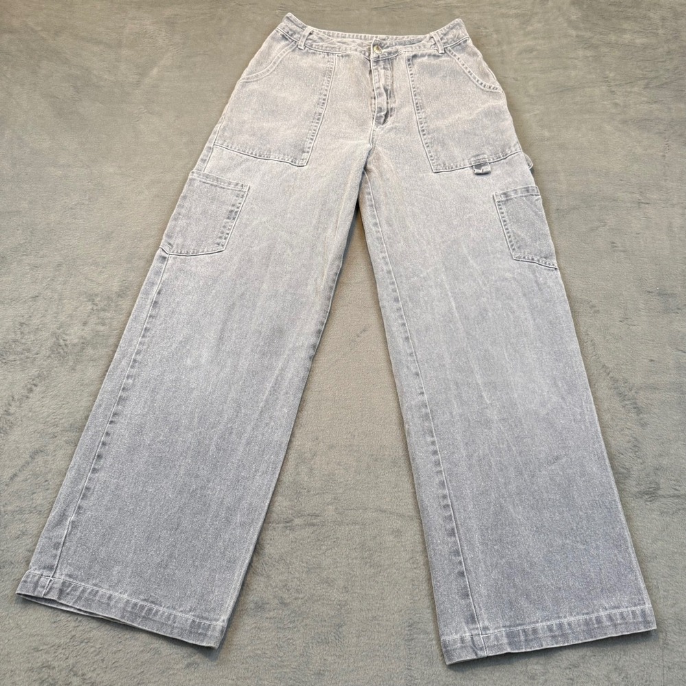Altar'd State Jeans Women Small Gorpcore Grunge Carpenter Wide Leg Grey Denim